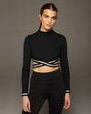 Apex Ribbed Long Sleeve Top - Black