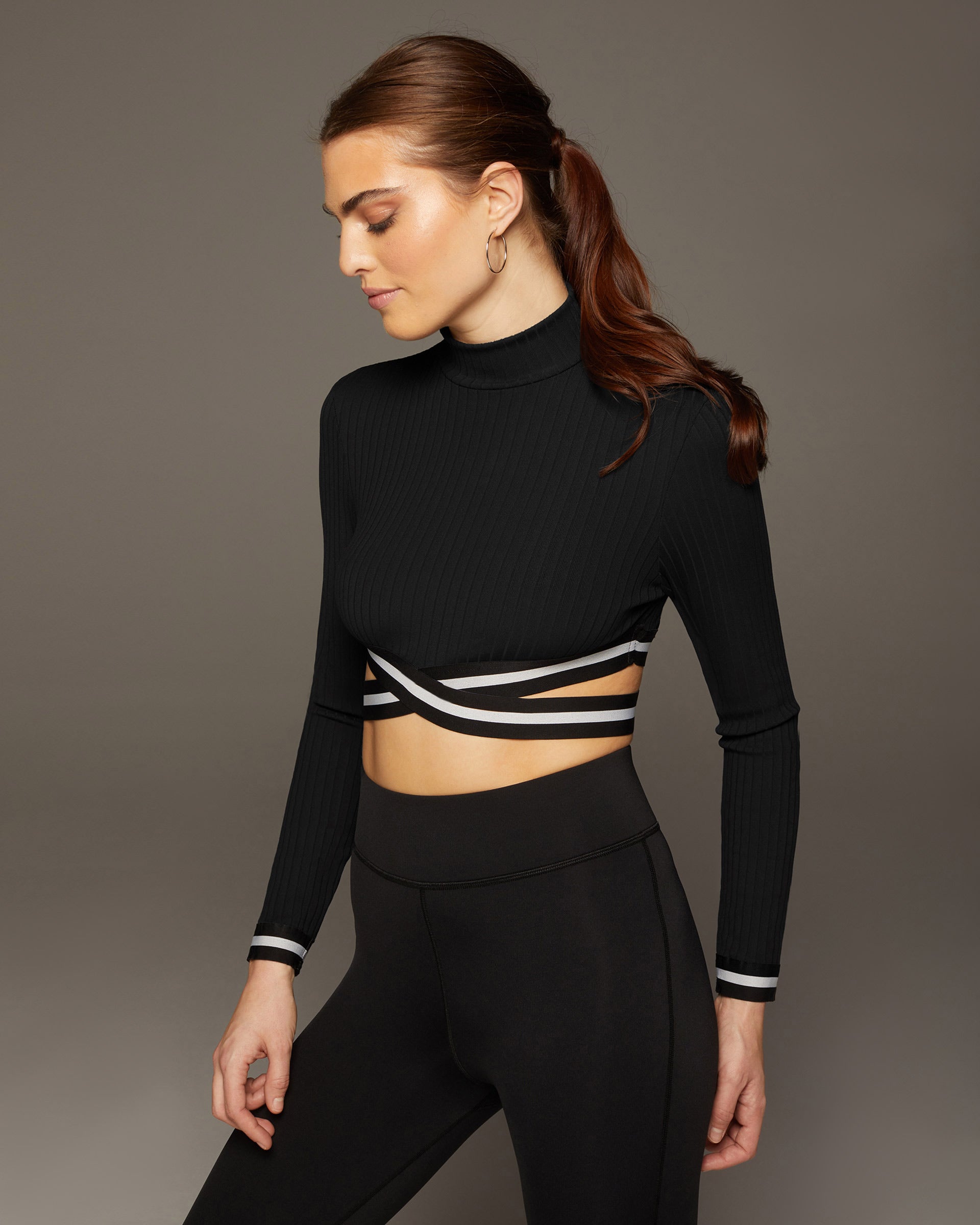 Apex Ribbed Long Sleeve Top - Black