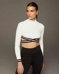 Apex Ribbed Long Sleeve Top - Ivory