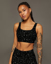 Basal Celestial Print Longline Bra - Black