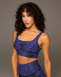 Basal Plantae Print Longline Bra - Indigo