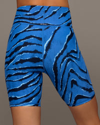 Instinct Tiger Print Bike Short 7 1/2 Inch - Royal Blue