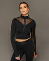 Moonwalk Mesh Long Sleeve Top - Black