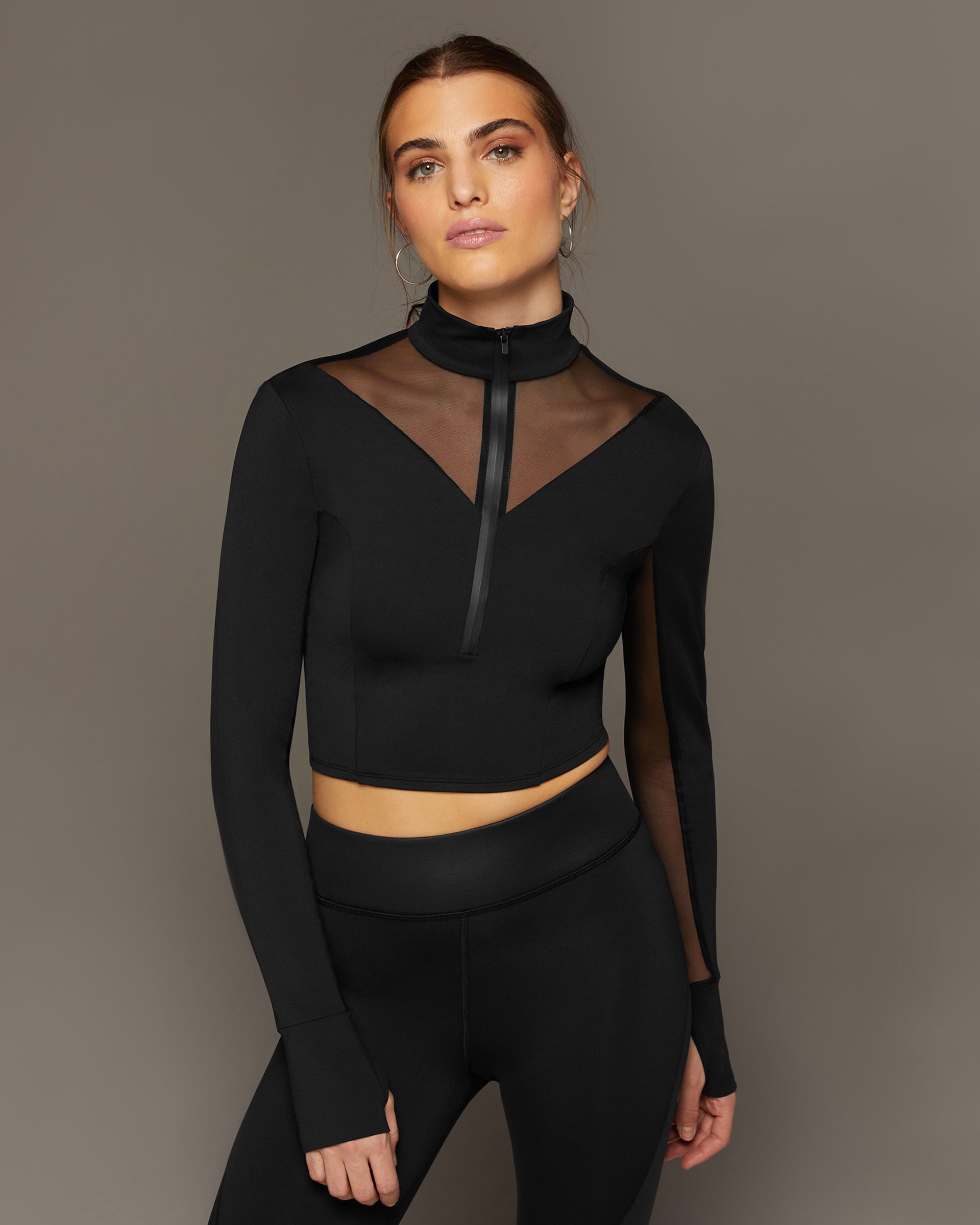 Moonwalk Mesh Long Sleeve Top - Black