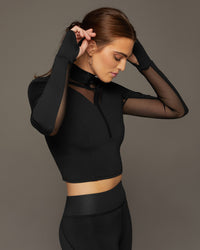 Moonwalk Mesh Long Sleeve Top - Black