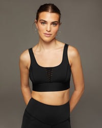 Nero Lace-Up Longline Bra - Black