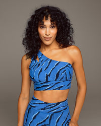 Tigress Tiger Print Longline Bra - Royal Blue