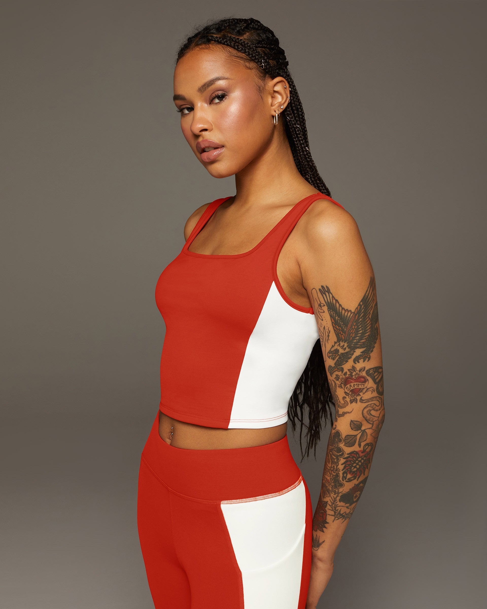 Velocity Crop Top - Fire Orange/Ivory